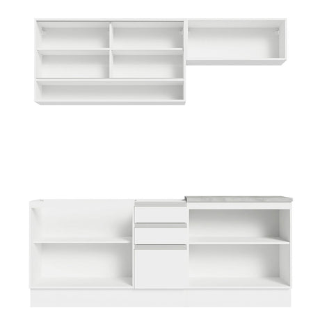 Cocina Integral Glamy Blanco 200x225cm con Mesón de Madera - Cocinas | Bylmo