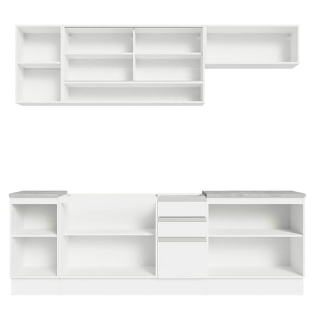 Cocina Integral Glamy Blanco 240x225cm con Mesón de Madera - Cocinas | Bylmo