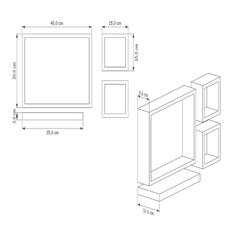 Set de 4 Repisas Amelia Cafe Claro Rectangular Flotantes de Diferentes Medidas - Repisas y Percheros | Bylmo