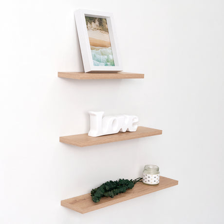 Set de 3 Repisas Balluci Cafe Claro Rectangular Flotantes de Diferentes Medidas - Repisas y Percheros | Bylmo