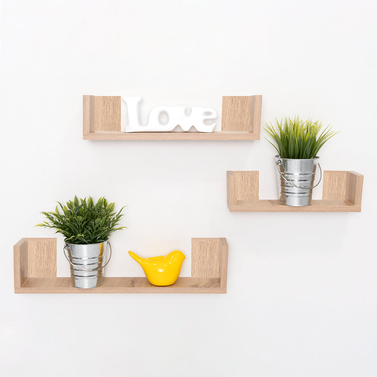 Set de 3 Repisas Eva Cafe Claro Irregular Flotantes de Diferentes Medidas - Repisas y Percheros | Bylmo