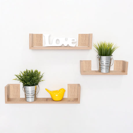 Set de 3 Repisas Eva Cafe Claro Irregular Flotantes de Diferentes Medidas - Repisas y Percheros | Bylmo