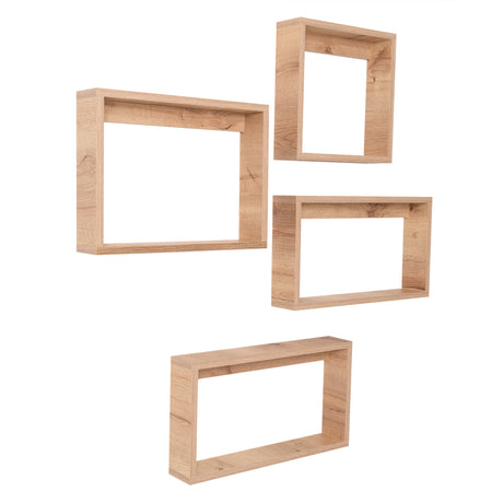 Set de 4 Repisas Utah Cafe Claro Rectangular Flotantes de Diferentes Medidas - Repisas y Percheros | Bylmo