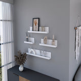 Set de 4 Repisas Julia Blanco Irregular Flotantes de Diferentes Medidas - Repisas y Percheros | Bylmo