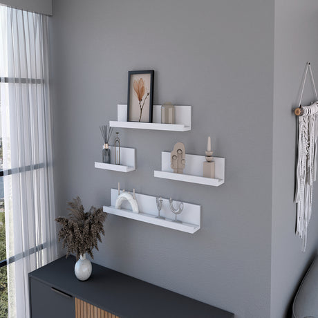 Set de 4 Repisas Julia Blanco Irregular Flotantes de Diferentes Medidas - Repisas y Percheros | Bylmo