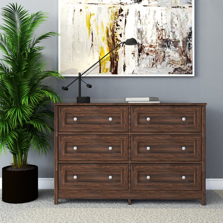 Cajonera Zaraza Marron 120x80cm con Seis Cajones - Cajoneras y Comodas | Bylmo