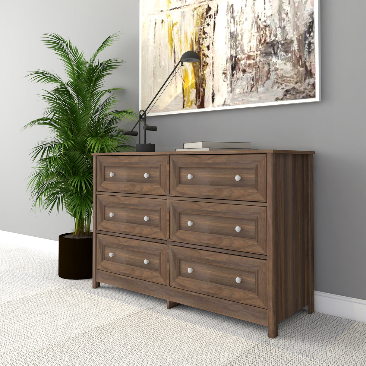 Cajonera Zaraza Marron 120x80cm con Seis Cajones - Cajoneras y Comodas | Bylmo