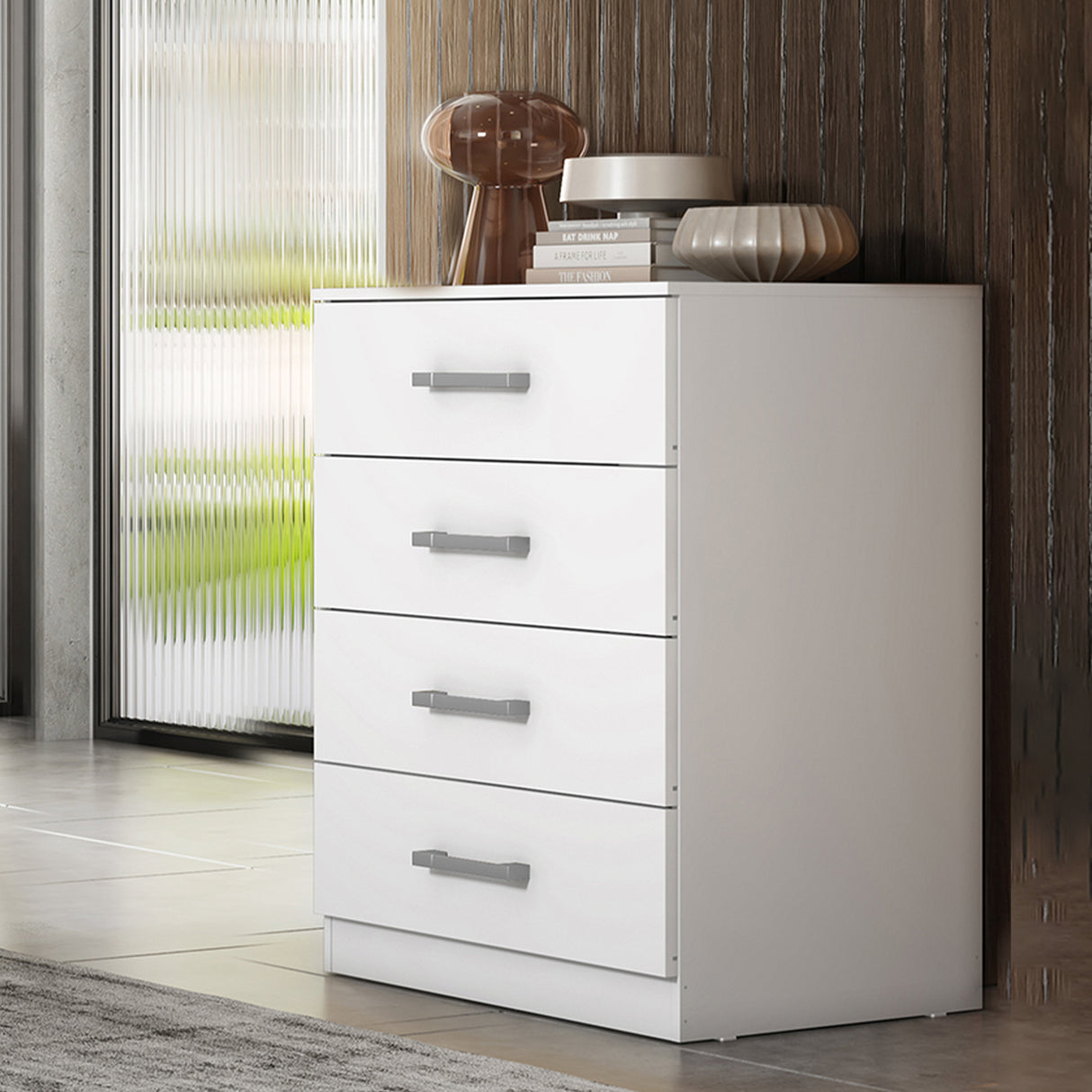 Cajonera Zaraza Blanco 60x71cm con Cuatro Cajones - Cajoneras y Comodas | Bylmo