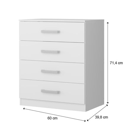 Cajonera Zaraza Blanco 60x71cm con Cuatro Cajones - Cajoneras y Comodas | Bylmo