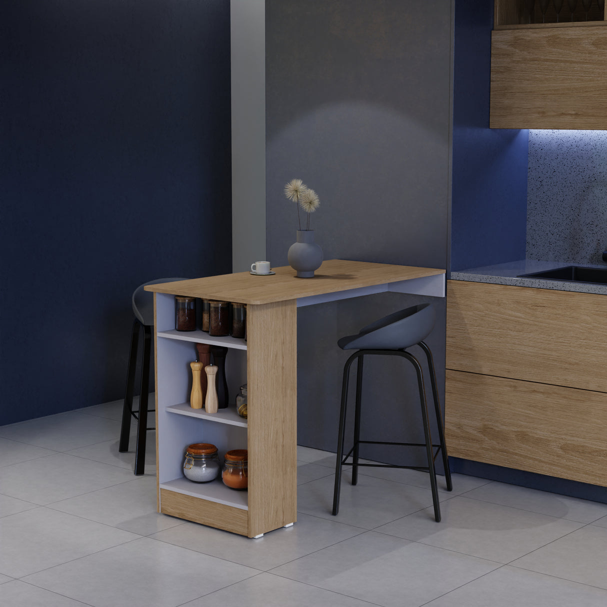 Barra de Cocina Rosy Duna 120x90cm con Tres Compartimientos - Barras y Muebles Auxiliares | Bylmo