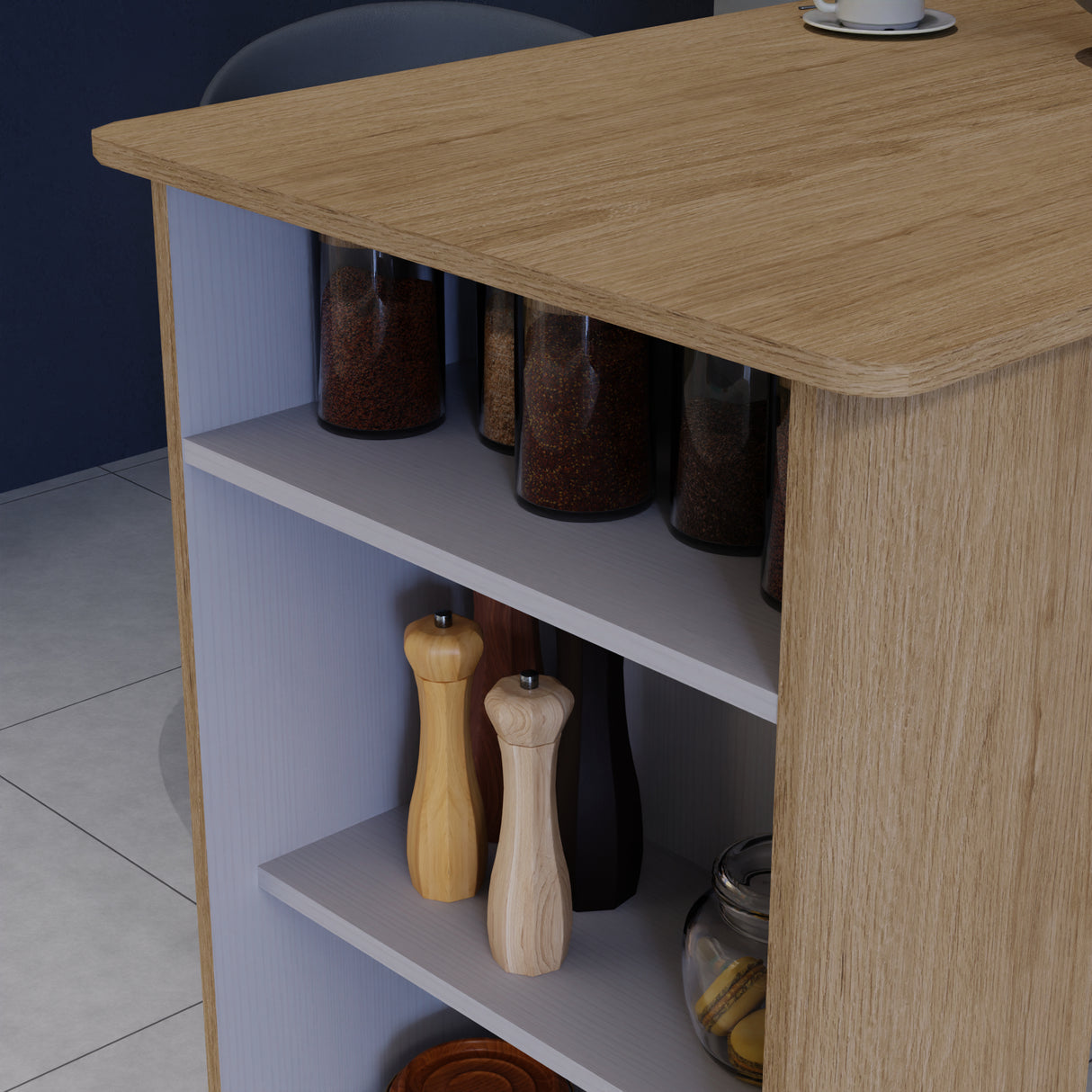 Barra de Cocina Rosy Duna 120x90cm con Tres Compartimientos - Barras y Muebles Auxiliares | Bylmo