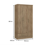 Closet Munari Noce 90x182cm Con Un Cajón y Dos Entrepaños - Closets | Bylmo