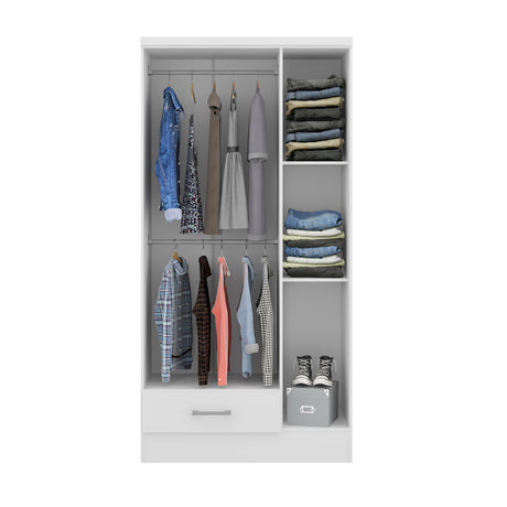 Closet Munari Blanco 90x182cm Con Un Cajón y Dos Entrepaños - Closets | Bylmo