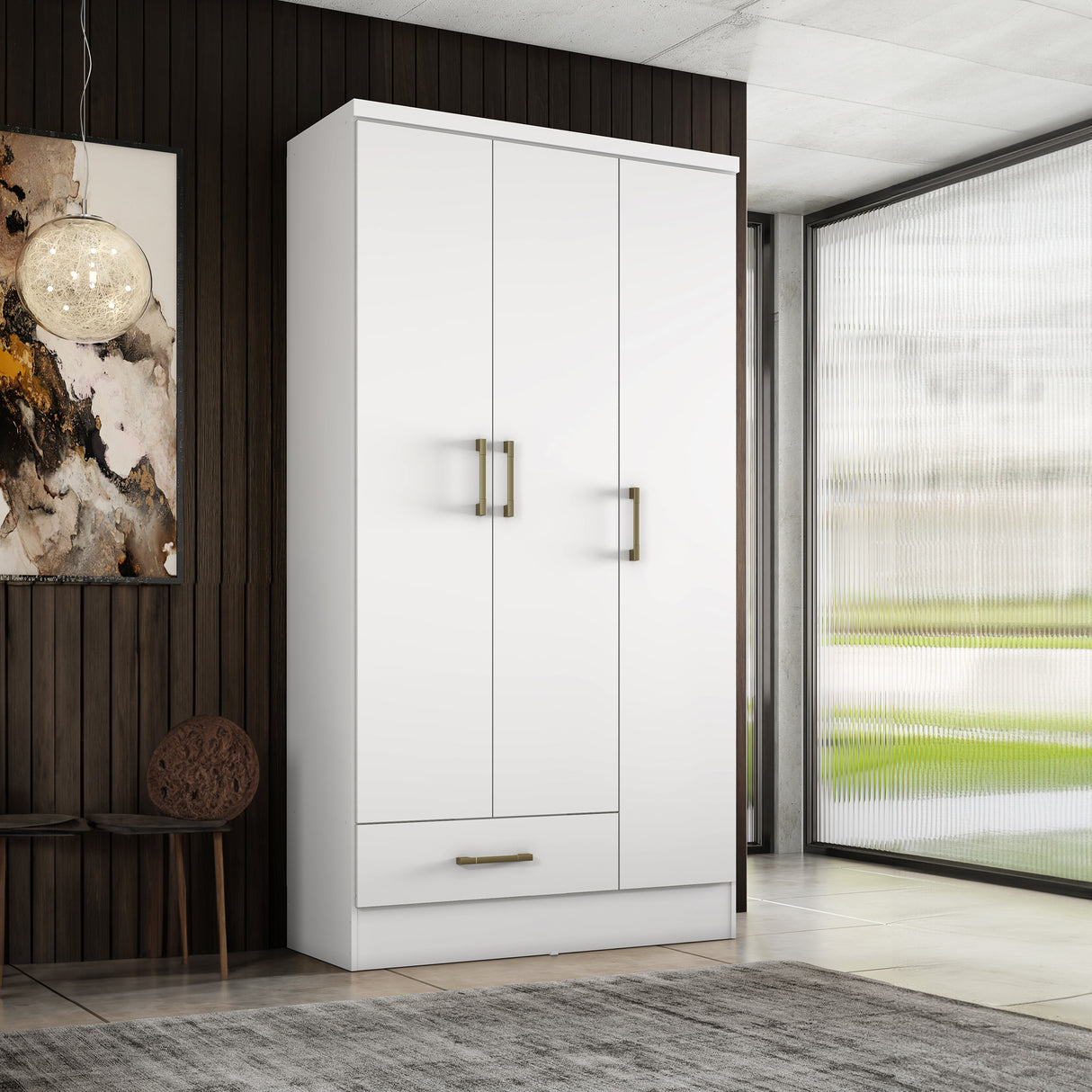 Closet Munari Blanco 90x182cm Con Un Cajón y Dos Entrepaños - Closets | Bylmo