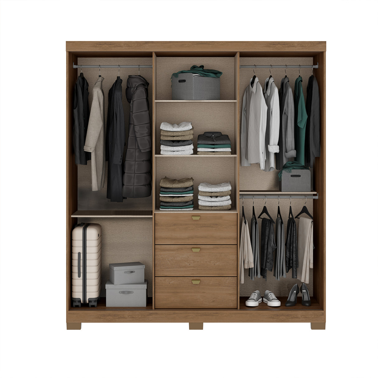 Closet Munari Freijo 180x200cm Con Tres Cajones Y Cuatro Entrepaños - Closets | Bylmo