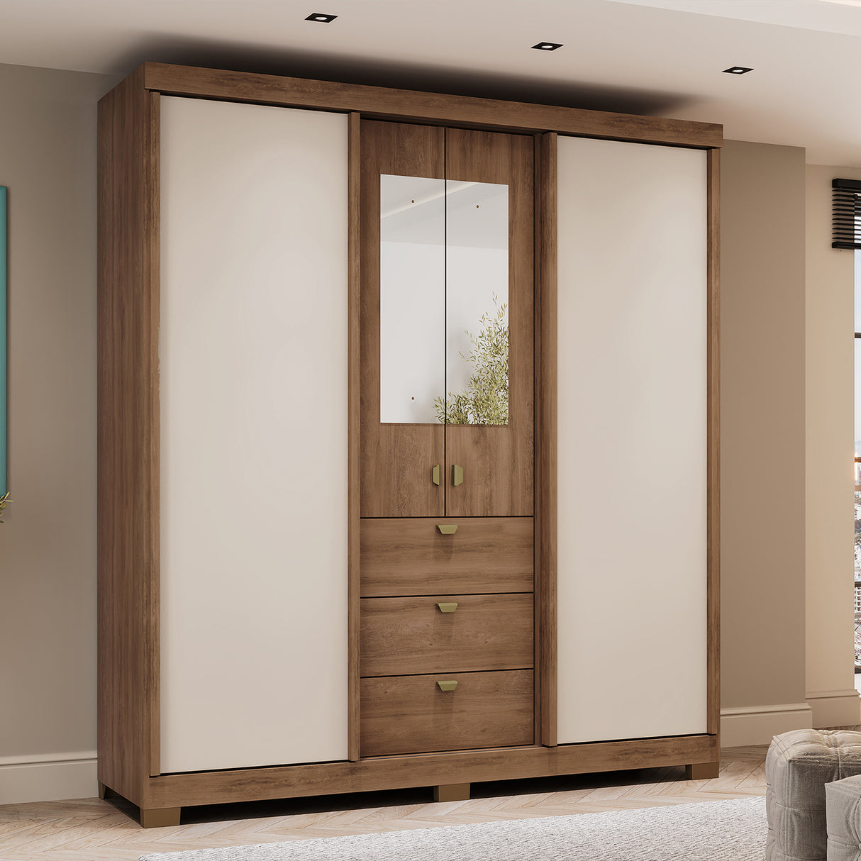 Closet Munari Freijo 180x200cm Con Tres Cajones Y Cuatro Entrepaños - Closets | Bylmo