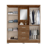Closet Munari Freijo y Beige 160x198cm Con Tres Cajones y Cuatro Entrepaños - Closets | Bylmo