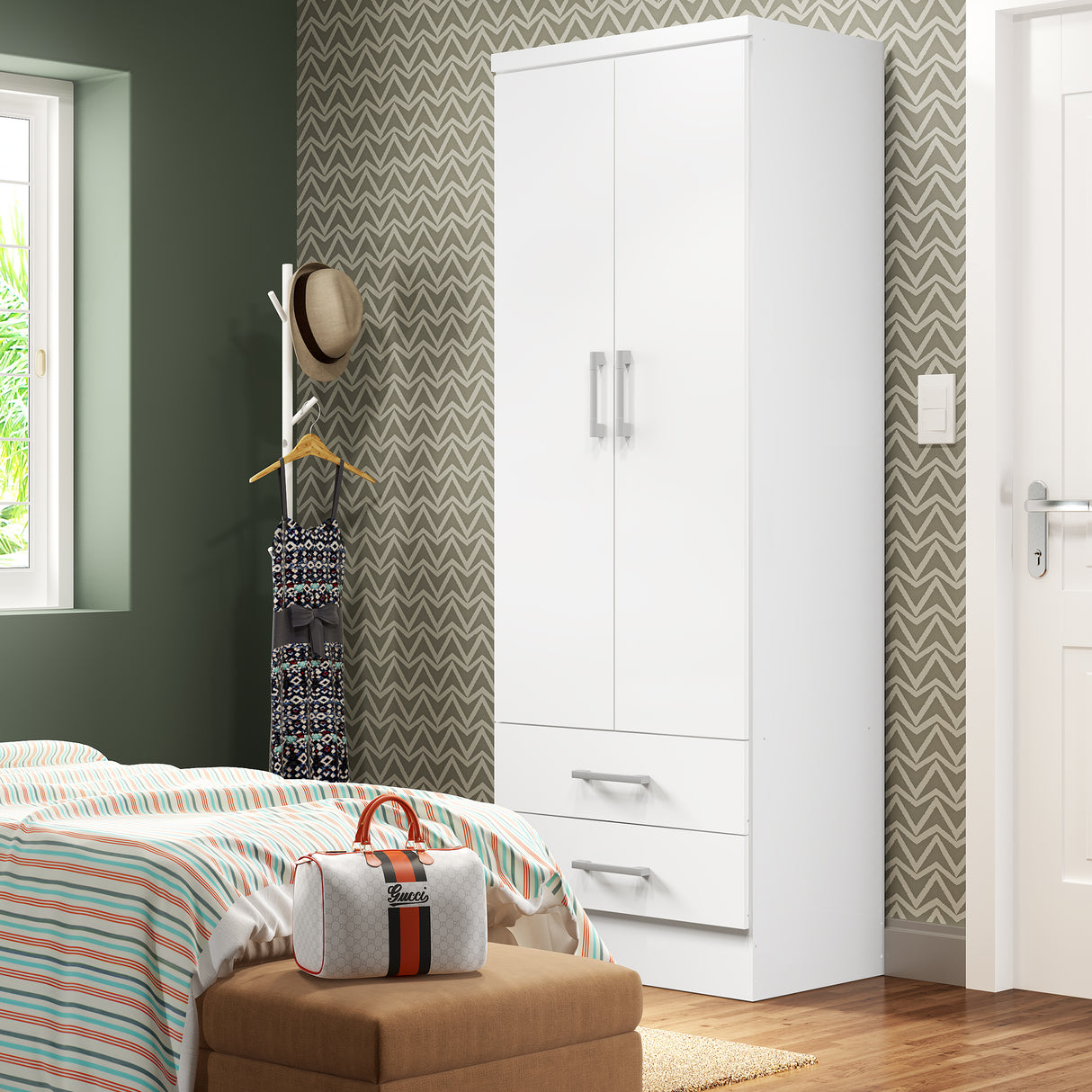 Closet Munari Blanco 60x182cm Con Dos Cajones y Un Entrepaño - Closets | Bylmo