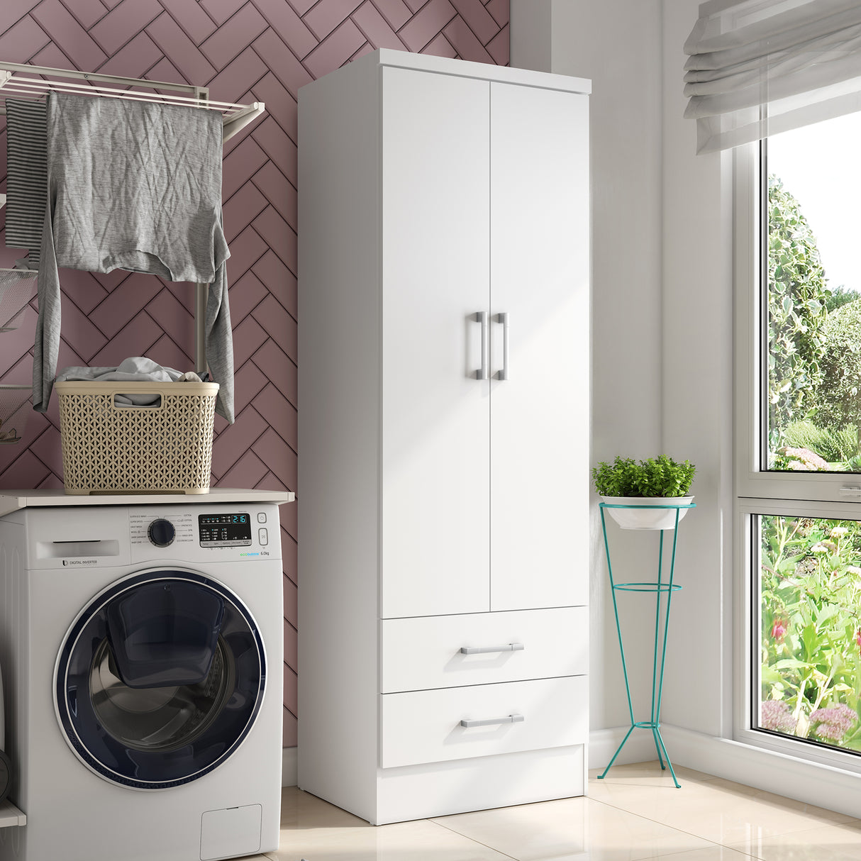 Closet Munari Blanco 60x182cm Con Dos Cajones y Un Entrepaño - Closets | Bylmo