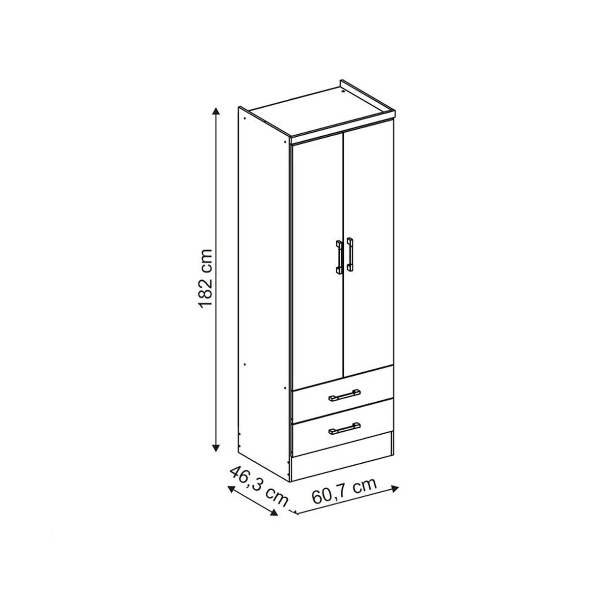 Closet Munari Blanco 60x182cm Con Dos Cajones y Un Entrepaño - Closets | Bylmo