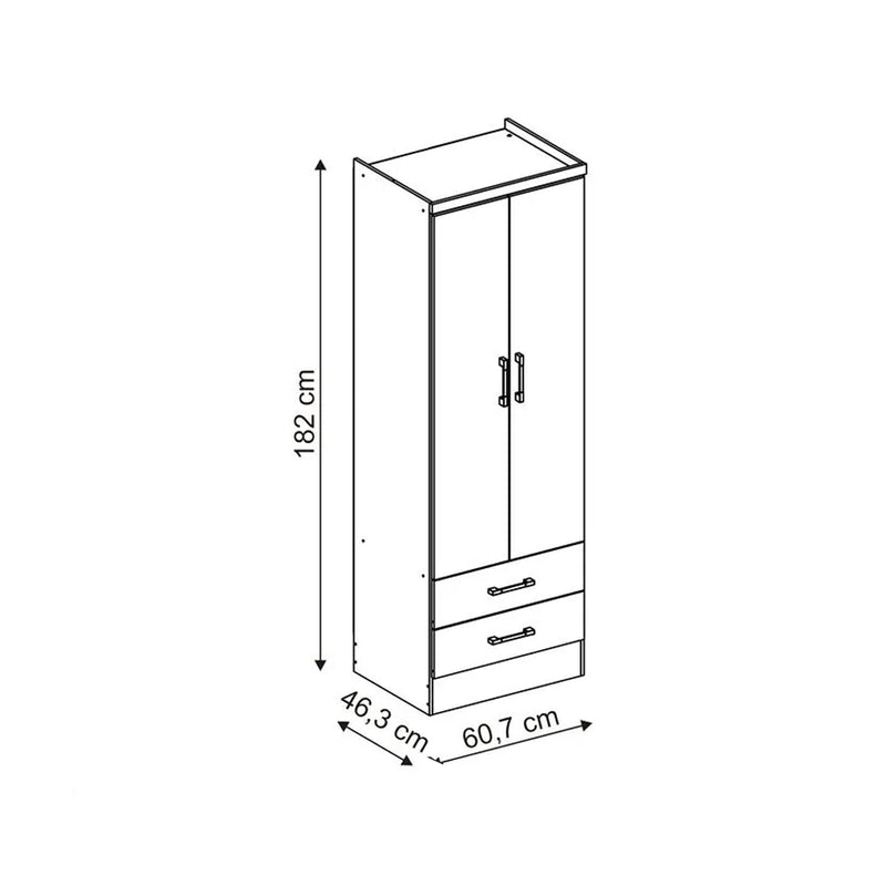 Closet Munari Blanco 60x182cm Con Dos Cajones Y Un Entrepaño