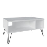 Mesa De Centro Liberty Blanco 59x91cm Rectangular Con Compartimiento