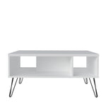 Mesa De Centro Liberty Blanco 59x91cm Rectangular Con Compartimiento