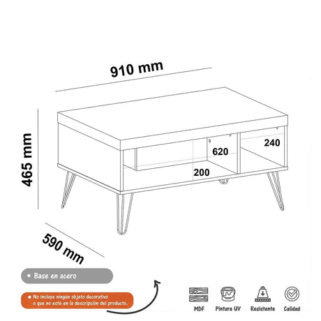 Mesa de Centro Liberty Blanco 91x46.5 Rectangular con Compartimiento - Mesas de Centro | Bylmo
