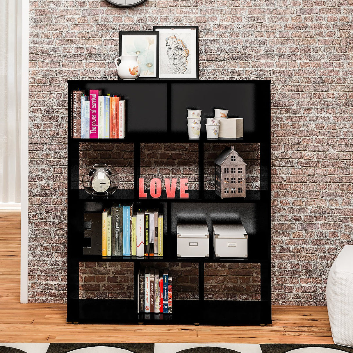 Biblioteca Book Negro 91x109cm Rectangular con 3 Entrepaños - Bibliotecas y Estanterías | Bylmo