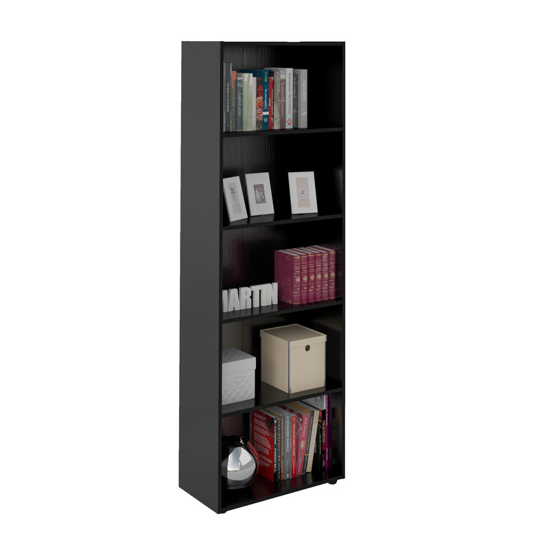 Biblioteca Multy Negro 60x180cm Rectangular Con 4 Entrepaños