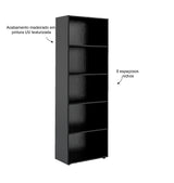 Biblioteca Multy Negro 60x180cm Rectangular con 4 Entrepaños - Bibliotecas y Estanterías | Bylmo