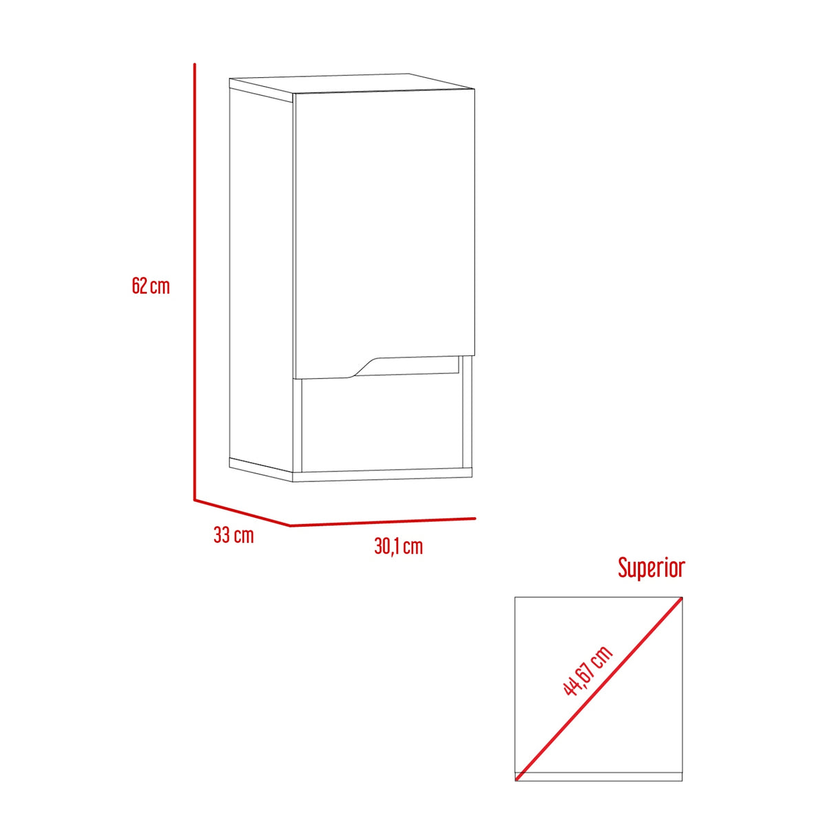 Armario de Baño Laurent Plomo y Duna 30x62cm Flotante - Muebles para Baño | Bylmo