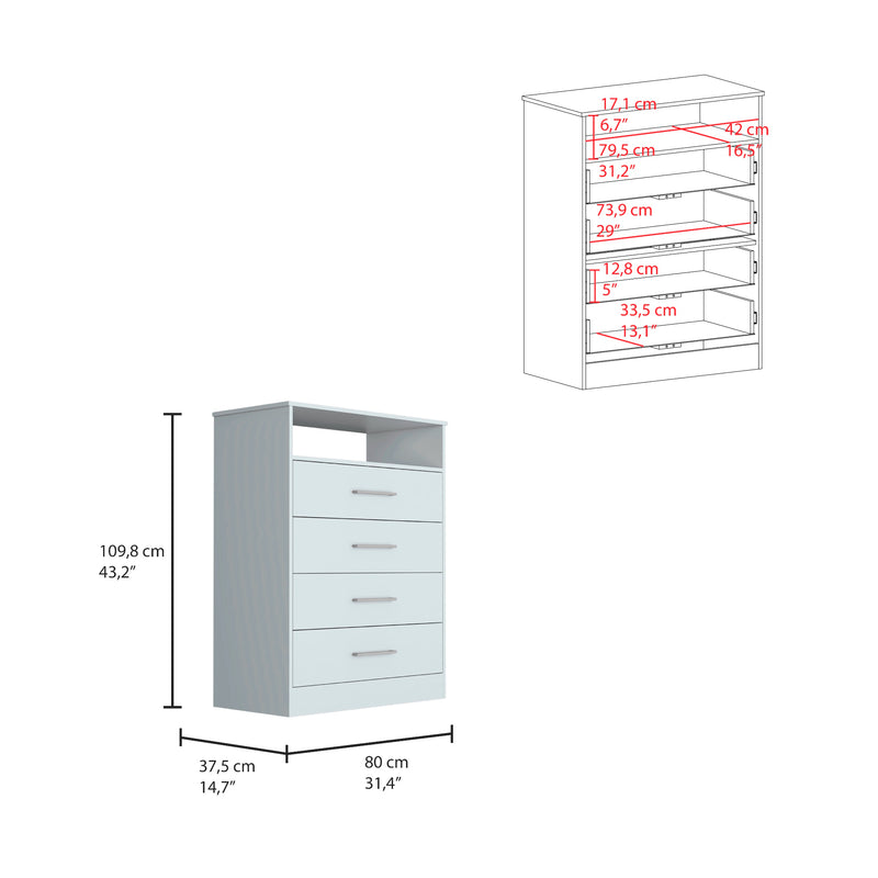 Cómoda Continental Blanco 84x109.6cm Con Cuatro Cajones