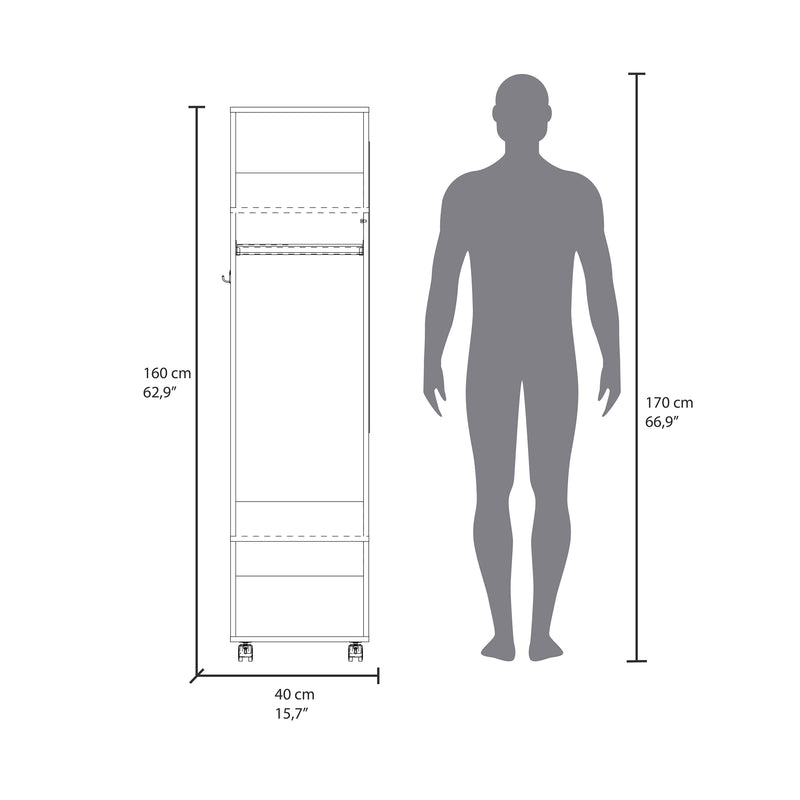 Closet Custer Blanco 40x160cm Con Tres Compartimientos Y Puertas