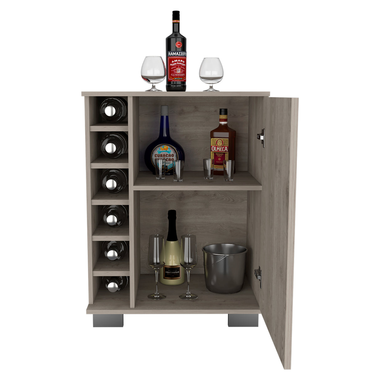 Bar Bajo Aurora Ceniza 62x81.7cm con Portabotellas - Bares | Bylmo