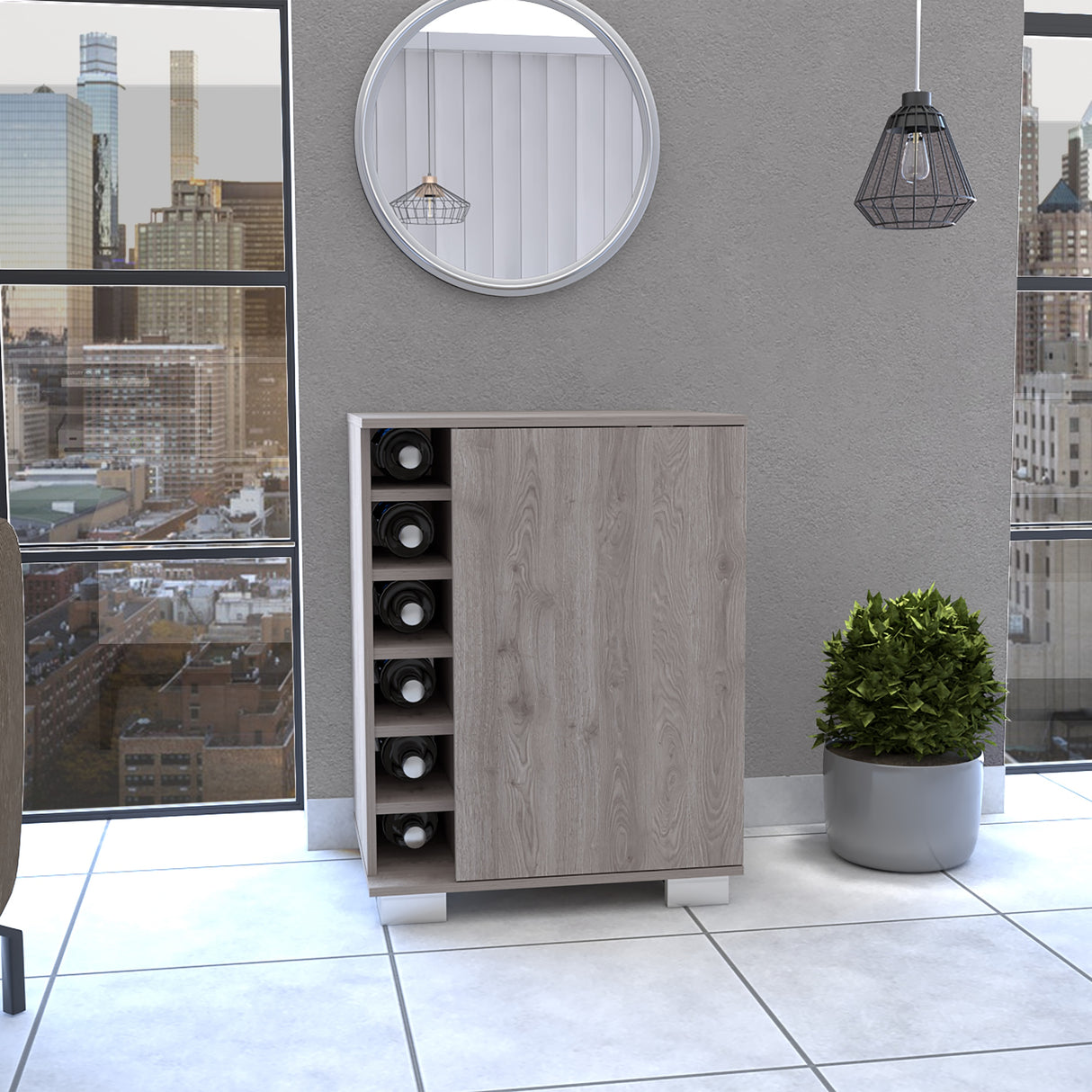 Bar Bajo Aurora Ceniza 62x81.7cm con Portabotellas - Bares | Bylmo