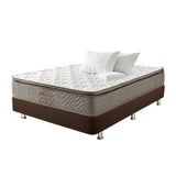 Combo Base Cama y Colchón Litium Pillow Doble 140x190cm Cafe Medio Firme Ortopédico - Colchones | Bylmo