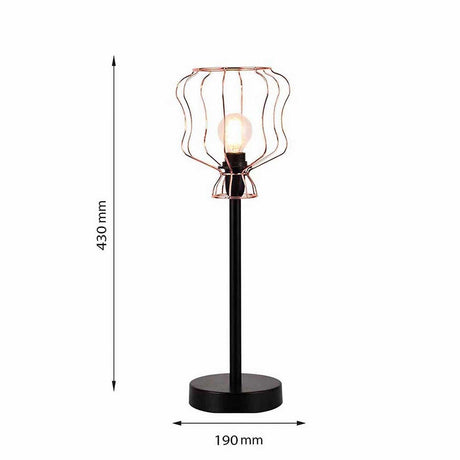 Lámpara de Mesa Lugo Negro 15x43cm con Bombilla - Iluminacion | Bylmo