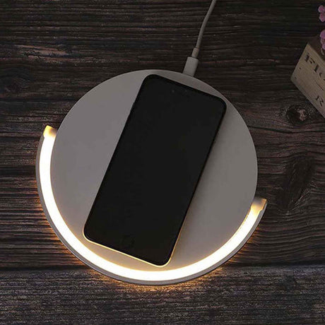 Lámpara De Mesa Moon Blanco 20x13cm LED con Base Para Carga Inalámbrica - Iluminacion | Bylmo