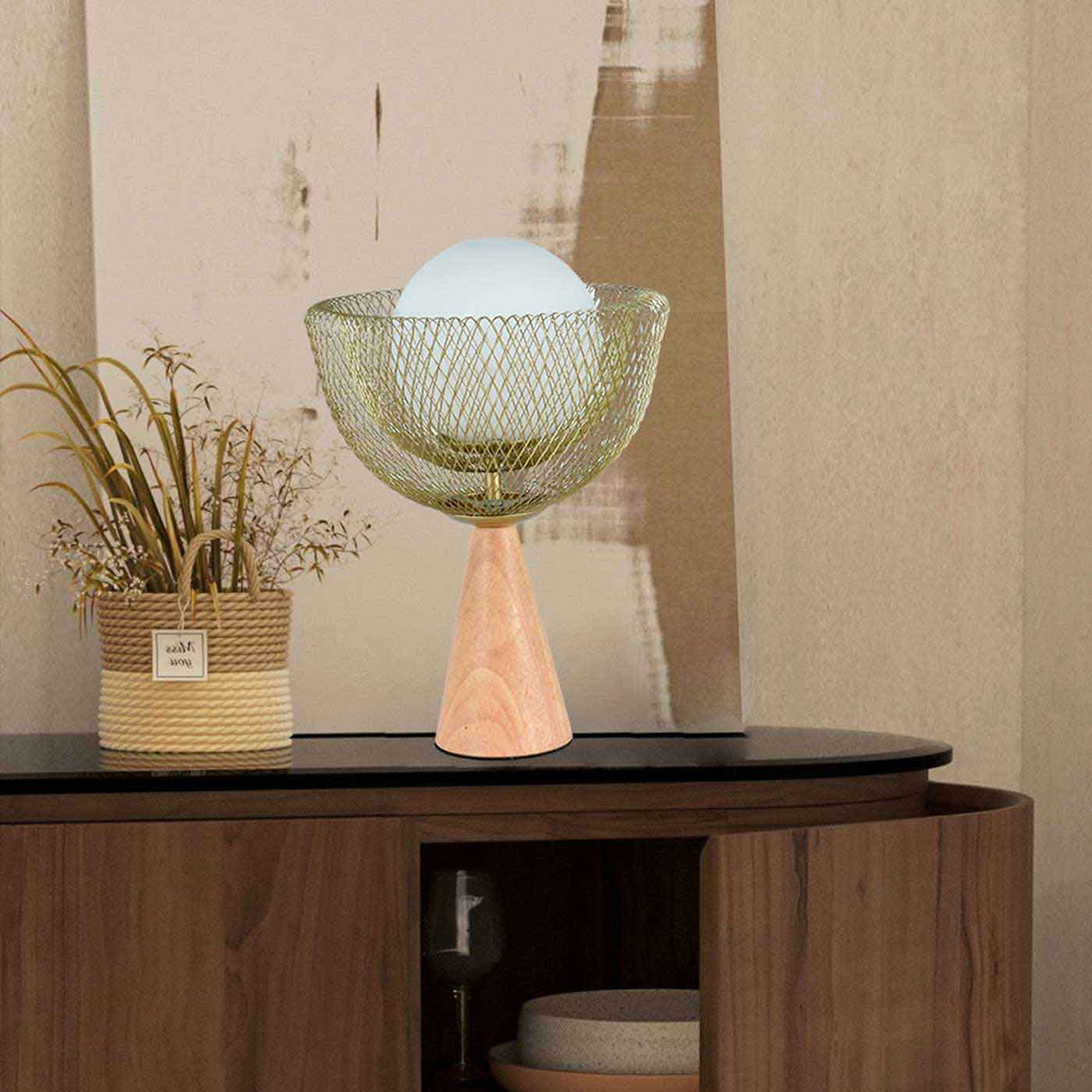 Lámpara de Mesa Mel Dorado 25x38cm con Bombilla - Iluminacion | Bylmo