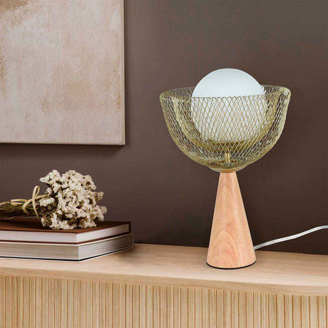 Lámpara de Mesa Mel Dorado 25x38cm con Bombilla - Iluminacion | Bylmo
