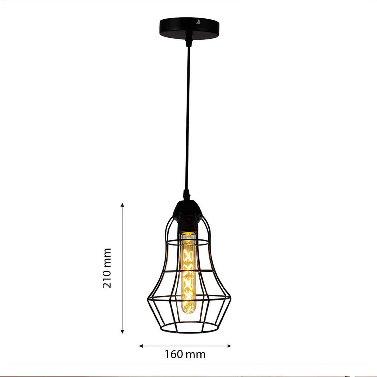 Lámpara Colgante Nydia Negro 16x21cm de Techo con Bombilla - Iluminacion | Bylmo