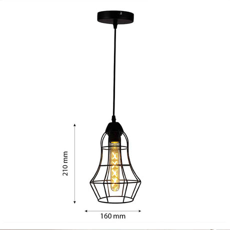 Lámpara Colgante Nydia Negro 16x21cm de Techo con Bombilla - Iluminacion | Bylmo