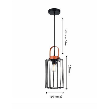 Lámpara Colgante Aymar Negro 16x16cm de Techo con Bombilla - Iluminacion | Bylmo