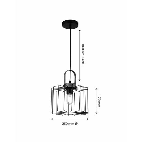 Lámpara Colgante Aymar Negro 25x17cm de Techo con Bombilla - Iluminacion | Bylmo