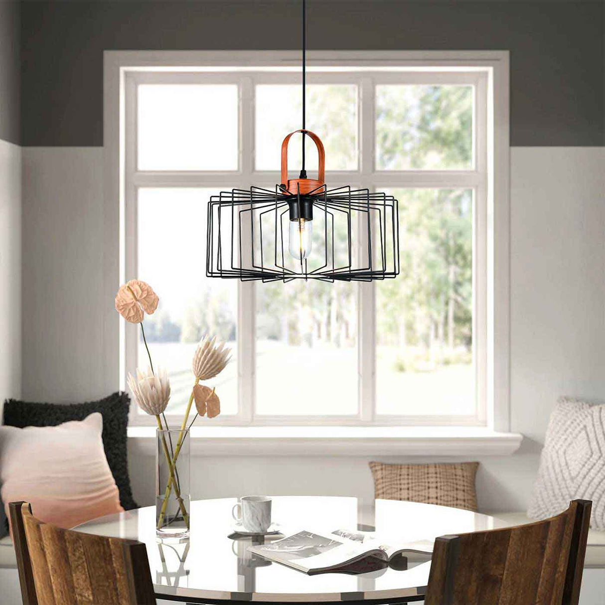 Lámpara Colgante Aymar Negro 35x14cm de Techo con Bombilla - Iluminacion | Bylmo