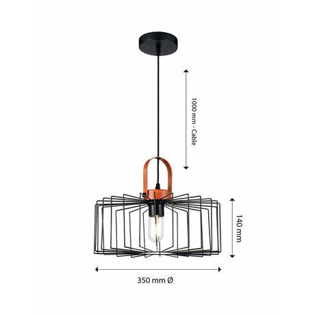 Lámpara Colgante Aymar Negro 35x14cm de Techo con Bombilla - Iluminacion | Bylmo