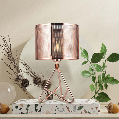 Lámpara De Mesa Yuna Oro Rosa 25x45cm Con Bombilla LED - Iluminacion | Bylmo