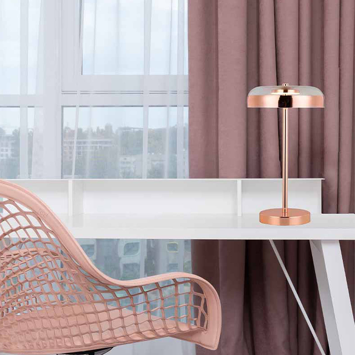 Lámpara de Mesa Scarlett Oro rosa 23x43cm sin Bombilla - Iluminacion | Bylmo