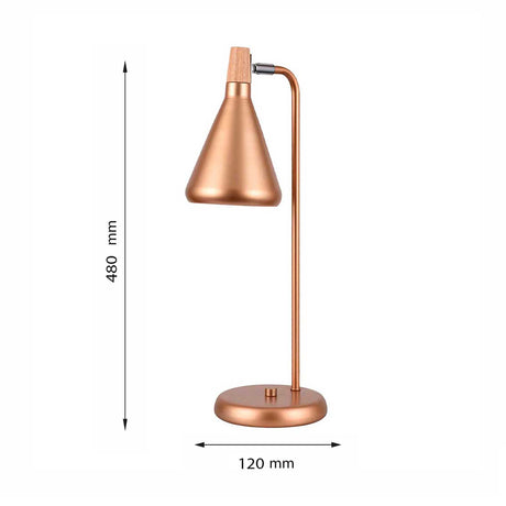 Lámpara De Mesa Clementina Cobre 12x48cm Con Bombilla LED - Iluminacion | Bylmo